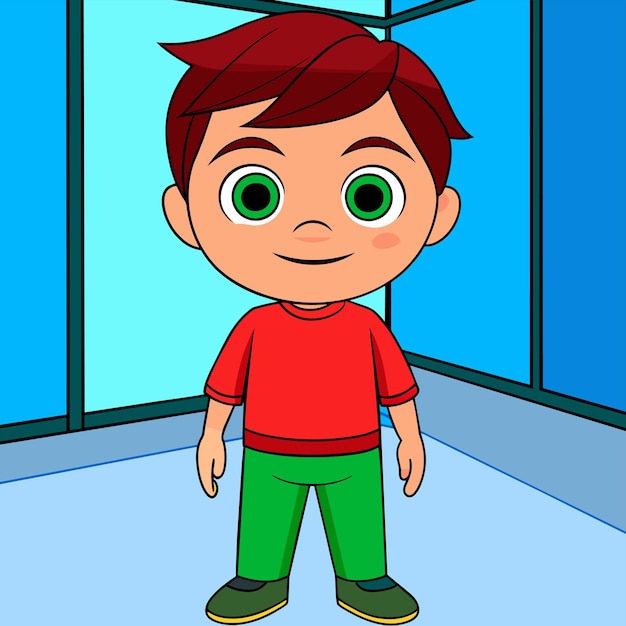 Vetor criança jovem desenhada à mão mascote personagem de desenho animado adesivo ícone conceito ilustração isolada