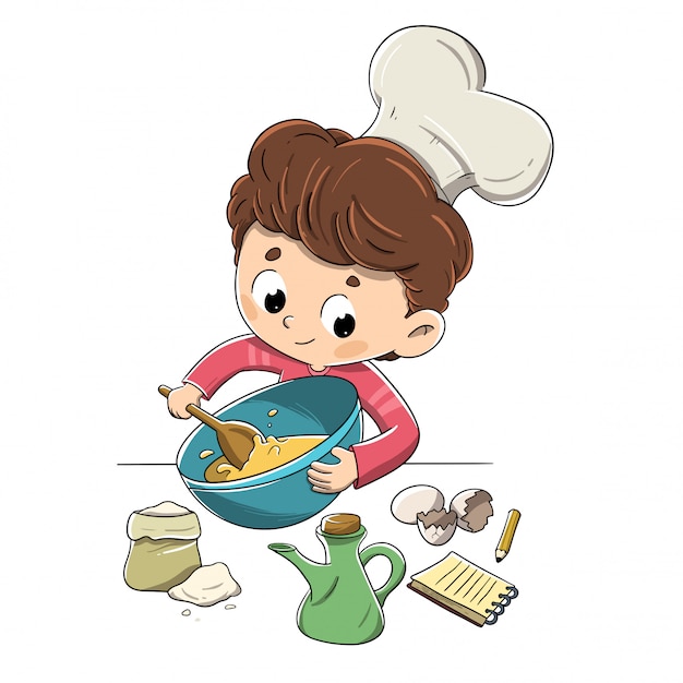 a criança faz um jogo infantil - o cozinheiro prepara a comida. ilustração  em vetor desenho animado isolada 3695260 Vetor no Vecteezy