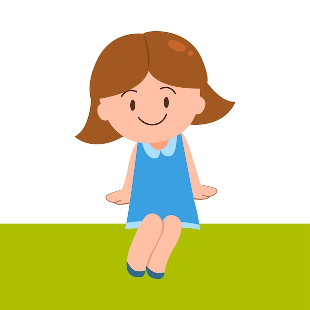 Criança sentada e sorrindo para ilustração de livro design de personagem de desenho animado