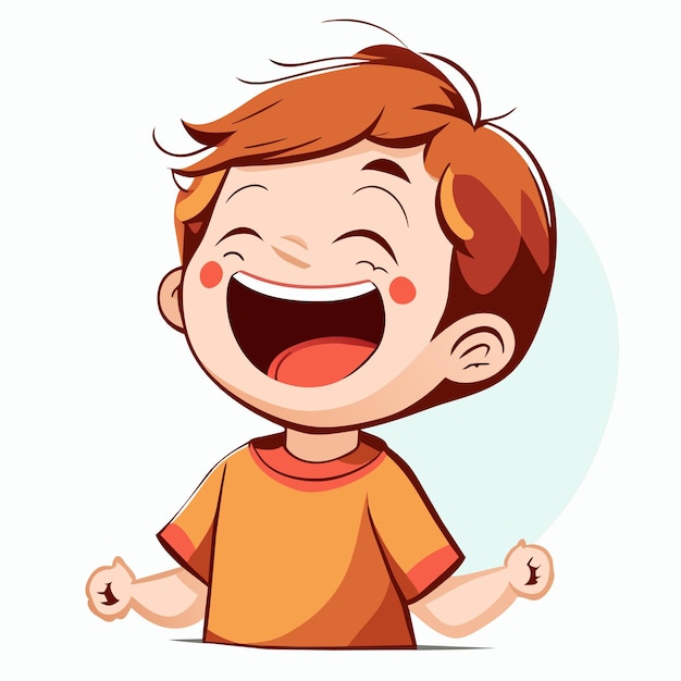 Vetor criança sorridente e feliz desenhada à mão com adesivo de desenho animado elegante e icônico conceito ilustração isolada