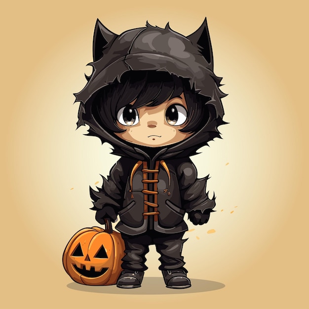 Vetor criança vestindo traje de halloween