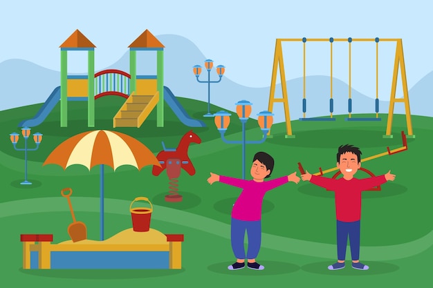 Crianças a brincar no parque infantil.