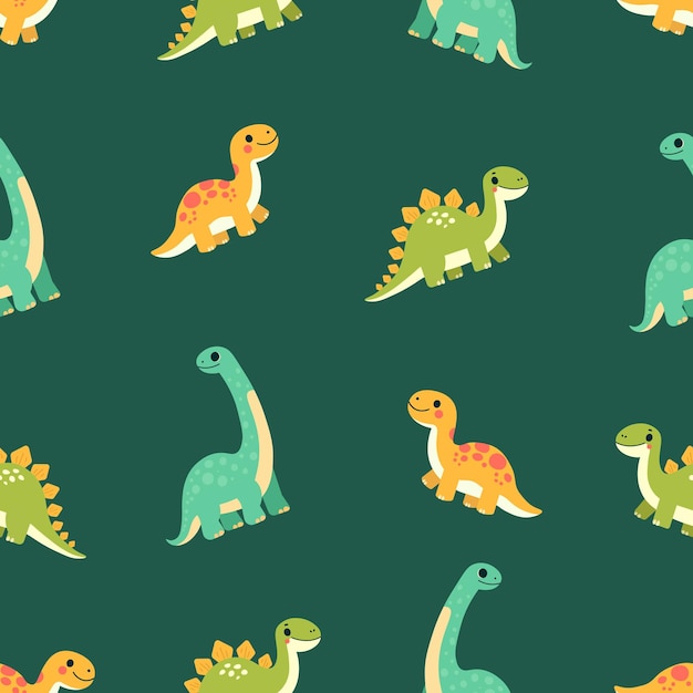 Crianças animais bonitos dinossauros bonitos padrão sem costura vetorial