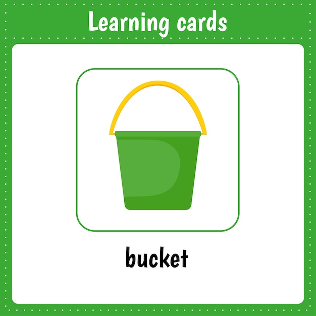 Crianças aprendendo cartões balde aprendendo alfabeto inglês coleção de vetores de ilustrações de desenhos animados flashcards educacionais