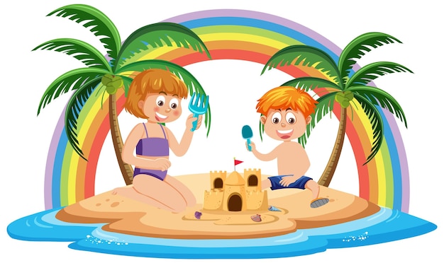Crianças aproveitando as férias de verão na ilha