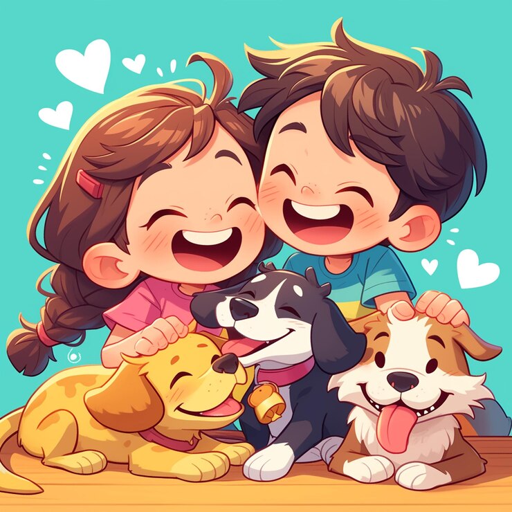 Vetor crianças brincando com animais de estimação no dia das crianças