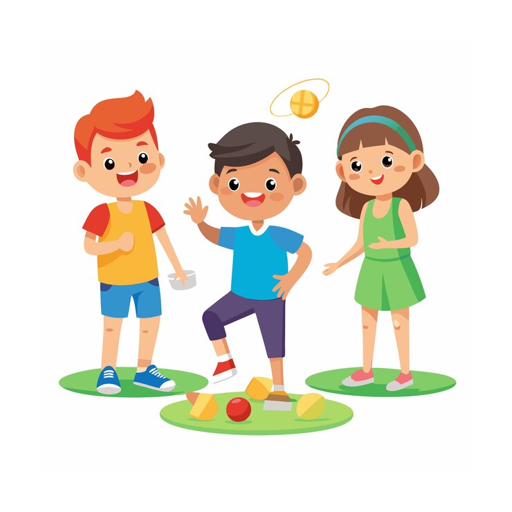 Vetor crianças brincando e entretendo momentos ilustração vetorial