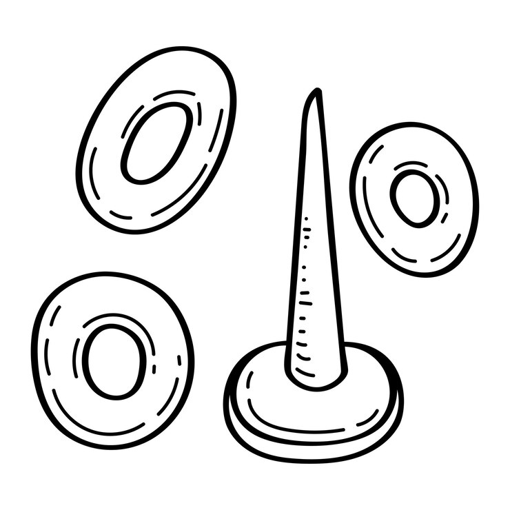 Vetor crianças brinquedo pirâmide esboço construtor peças para montagem jogos pré-escolares mão desenhada doodle ilustração