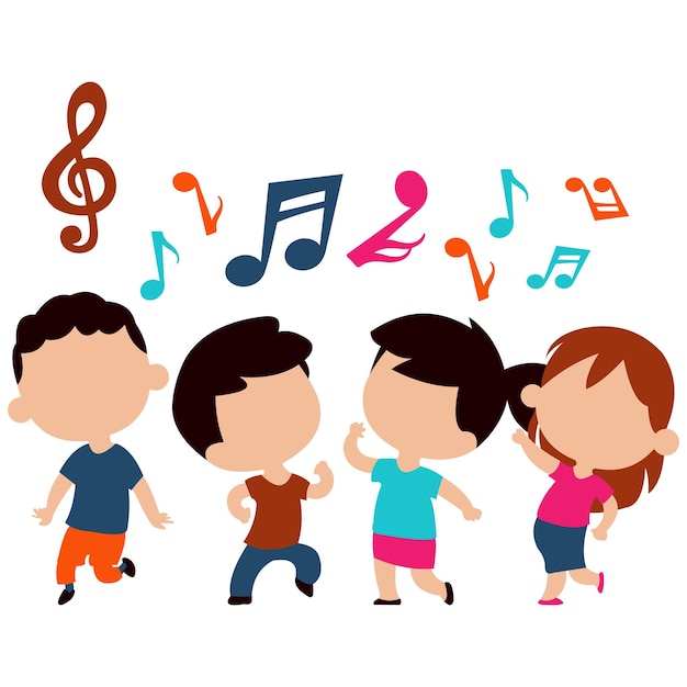 Crianças cantando música Clipart