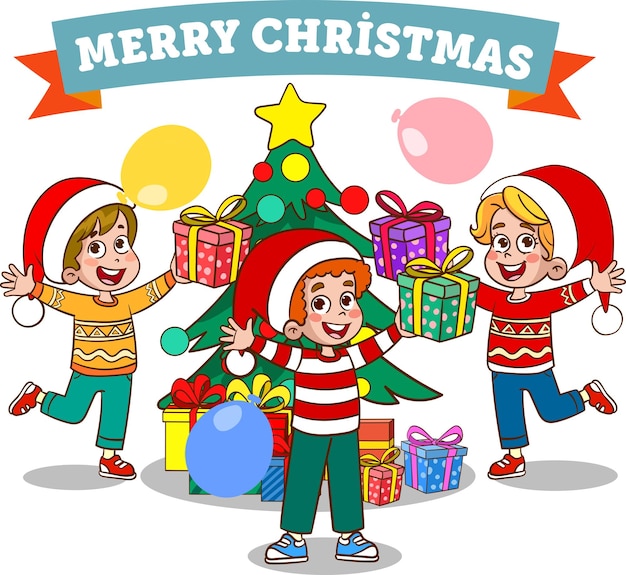 Crianças celebrando ano novo e natal