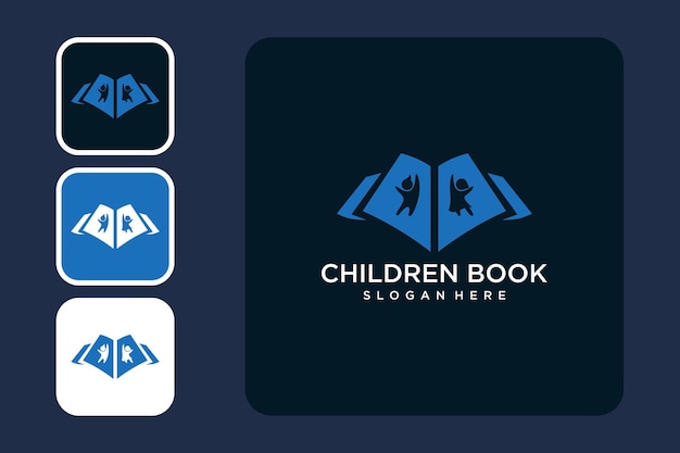 Crianças com design de logotipo de livro