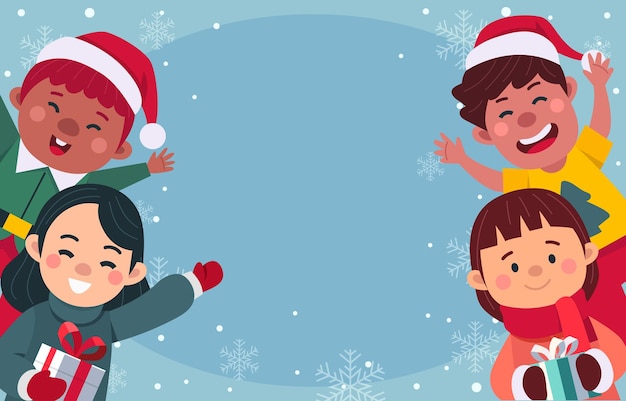 Crianças comemorando fundo de Natal