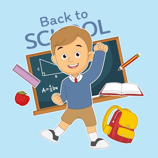 Crianças de desenho animado de volta à escola