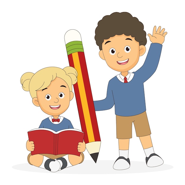 Crianças de desenhos animados de volta à escola