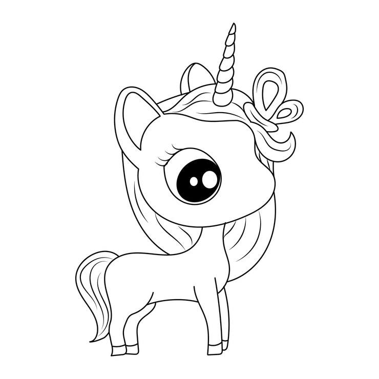 Vetor crianças de unicórnio para colorir vector design imprimível em branco para as crianças preencherem vetor grátis