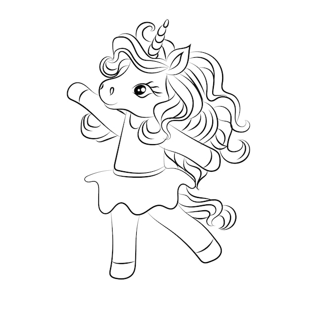 Crianças de unicórnio para colorir vector design imprimível em branco para as crianças preencherem Vetor grátis