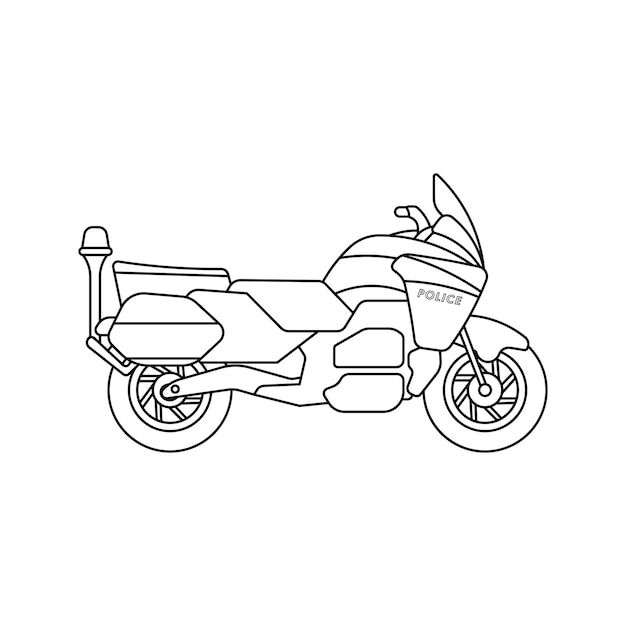 Esboço De Desenho Animado Moto Da Polícia Em Ilustração Branca Ilustração  Stock - Ilustração de ferramentas, metal: 194615628