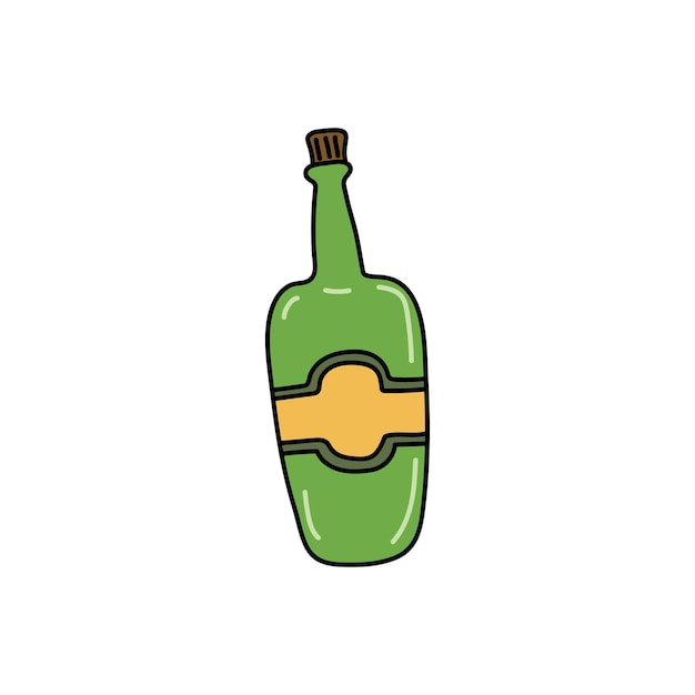 Crianças desenhando desenho animado ilustração vetorial de garrafa de vinho ícone isolado em fundo branco