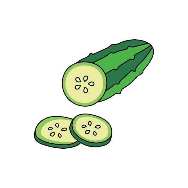 Crianças desenhando desenho animado ilustração vetorial ícone de pepino isolado em fundo branco