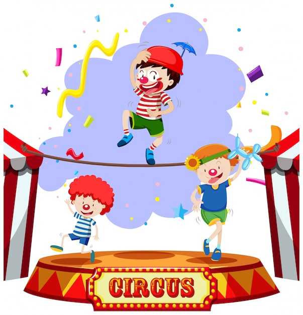 Crianças, executar, em, a, circo