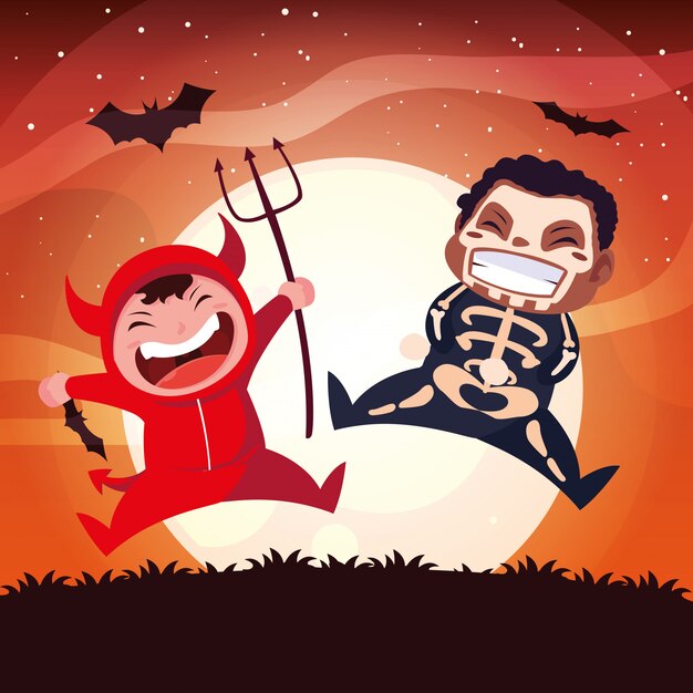 Crianças fantasiadas de Halloween