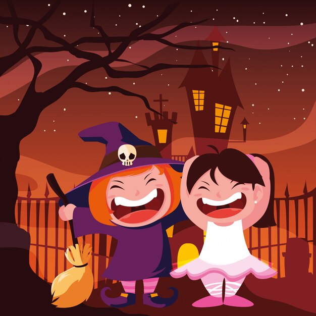 Crianças fantasiadas de Halloween