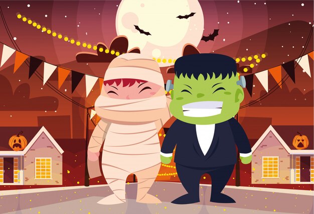 Crianças fantasiadas de Halloween