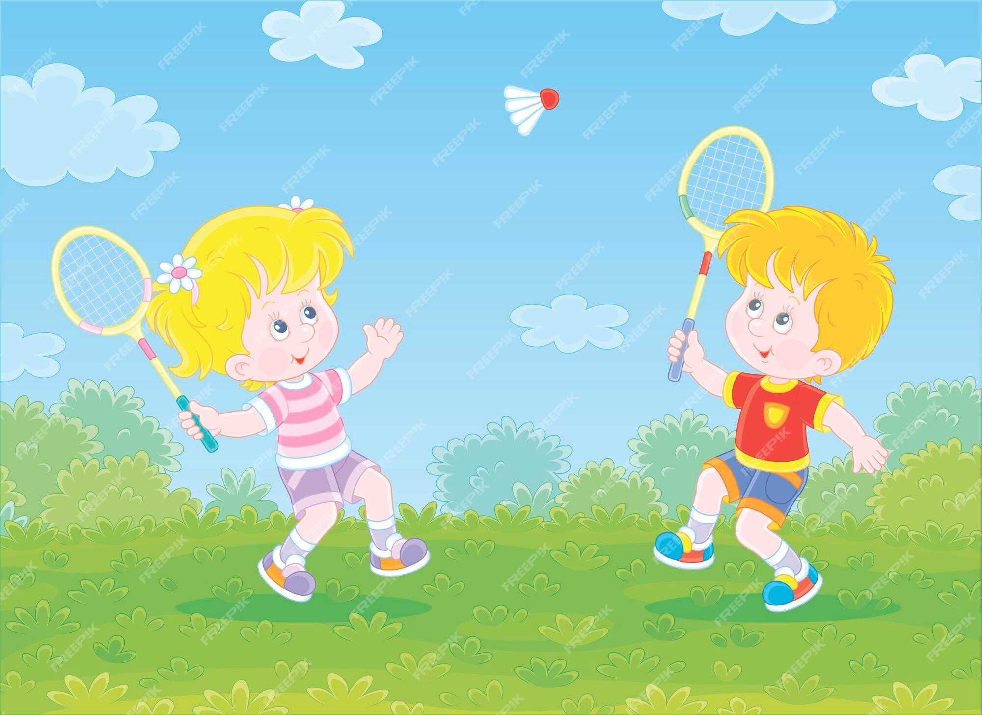 Jogando badminton ao ar livre quebra-cabeça em Infantil quebra