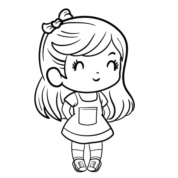 Ilustração Em Preto E Branco Dos Desenhos Animados De Kawaii Estilo Bonito  Menina Para Colorir Livro Royalty Free SVG, Cliparts, Vetores, e  Ilustrações Stock. Image 20776632