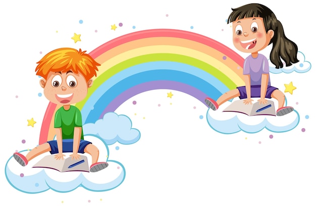 Crianças felizes no arco-íris