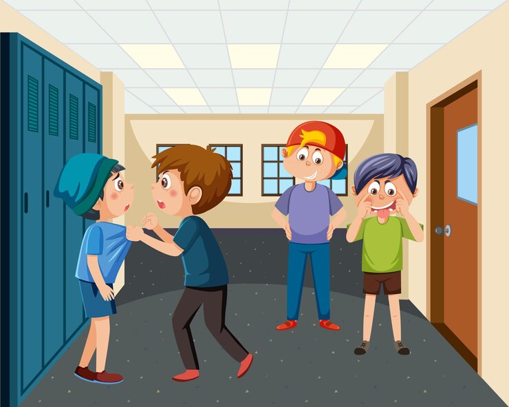 Vetor crianças intimidando seu amigo na escola