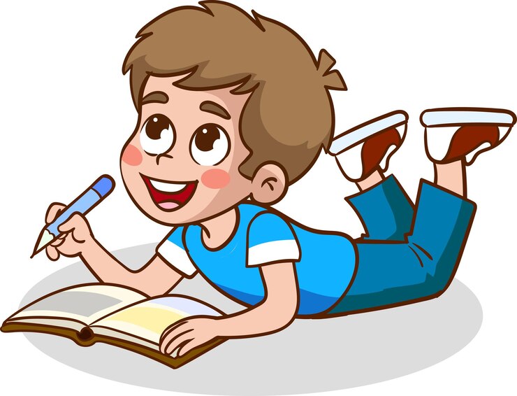 Vetor crianças lendo livro crianças estudando com um livro ilustração vetorial