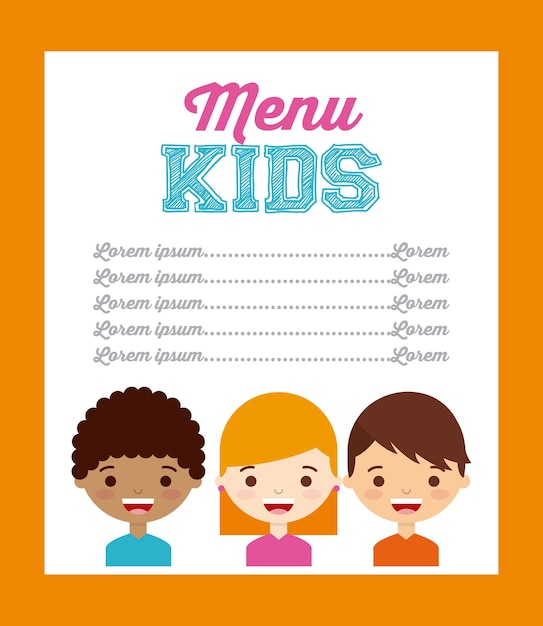 crianças menu design, ilustração de vetor eps10 gráfico