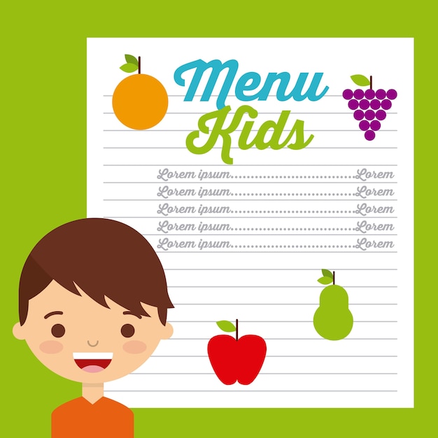 Crianças menu design, ilustração de vetor eps10 gráfico