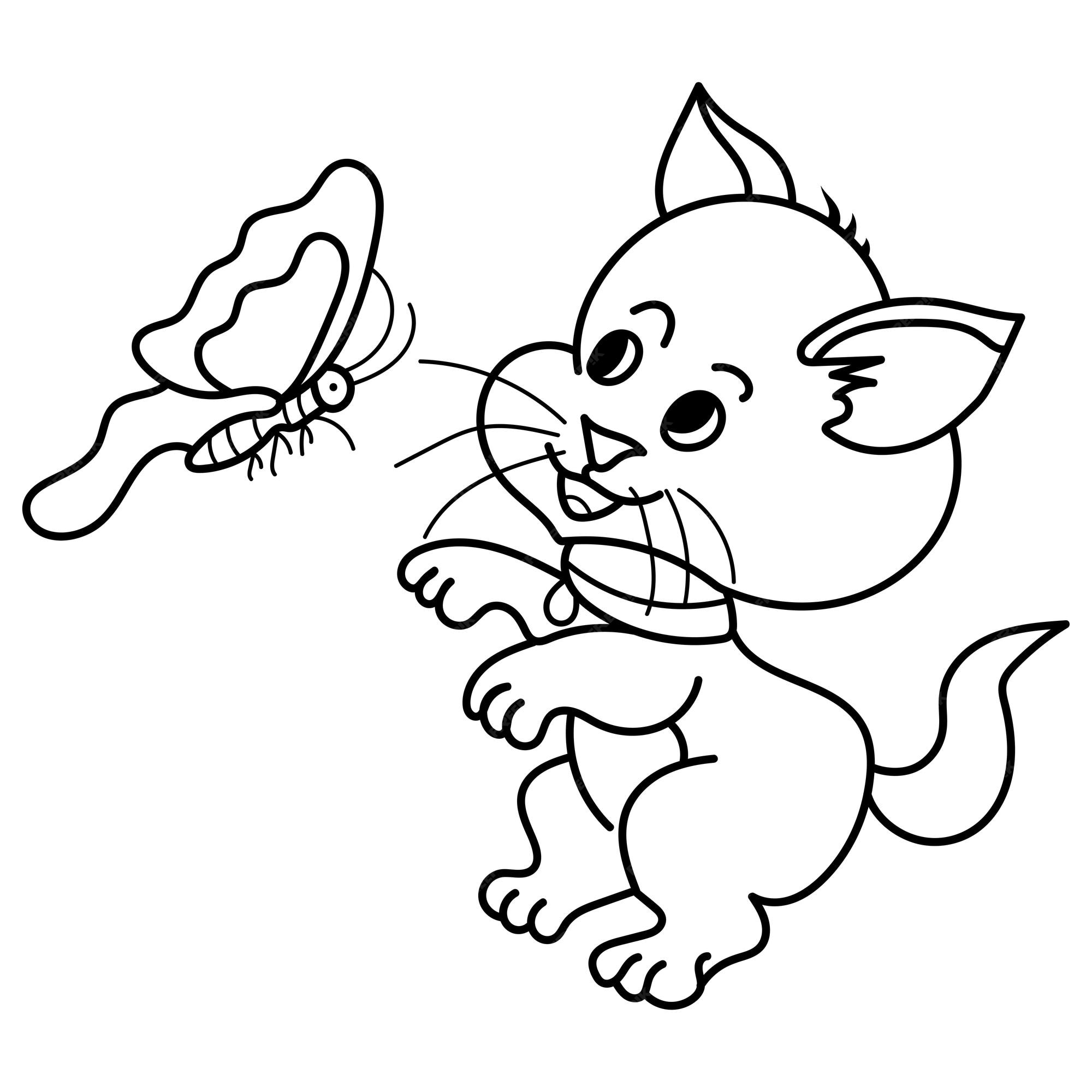 Desenho De Páginas Para Colorir Gatos Fofos Crianças Esboço Vetor PNG ,  Desenho De Gato, Desenho De Asa, Desenho De Anel Imagem PNG e Vetor Para  Download Gratuito