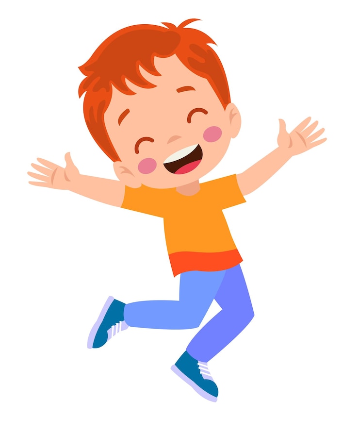 Vetor crianças pulando crianças engraçadas felizes brincando e pulando em diferentes poses de ação educação pequenos personagens vetoriais de equipe ilustração de diversão e sorriso para crianças e crianças