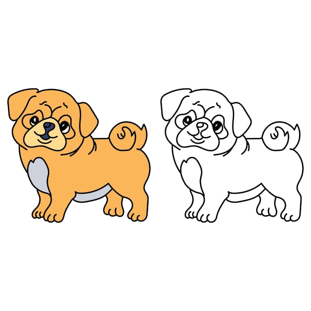 Vetor crianças vetoriais para colorir páginas de ilustração vetorial de personagem de cachorro fofo eps e imagem