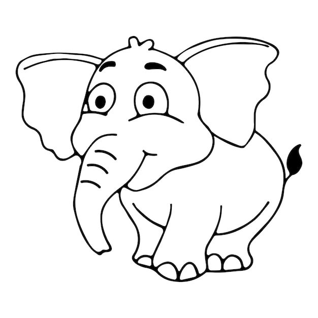 Vetor crianças vetoriais para colorir páginas de ilustração vetorial de personagem de elefante fofo e imagem