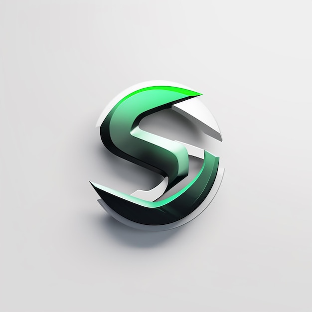 Vetor criar um logotipo futurista minimalista 3d letra s preto branco verde logotipo simples fundo branco