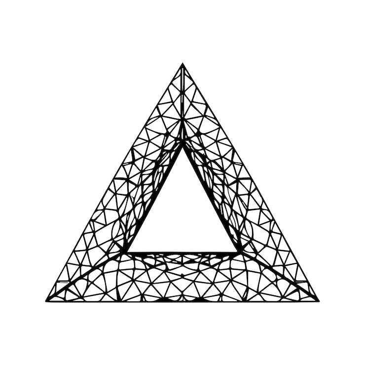 Vetor criar uma ilustração de silhueta de estilo vetorial uma malha triangular colocada em um círculo