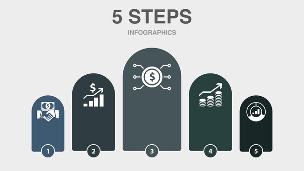 Criativo de marketing por e-mail, inscreva-se, componha ícones de segmentação por e-mail modelo de design de infográfico conceito criativo com 5 etapas