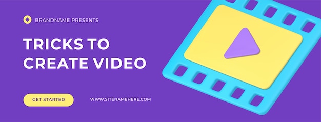 Crie cursos educacionais em vídeo promoção de conteúdo multimídia banner de mídia social vetor de ícone 3d