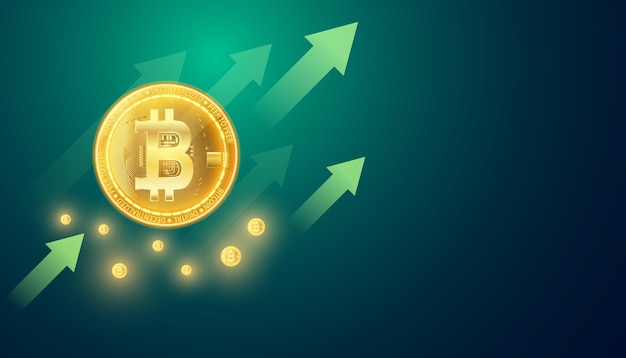 Criptomoeda Bitcoin Descentralizada Abstrata em um período de alta gráfico ascendente em alta