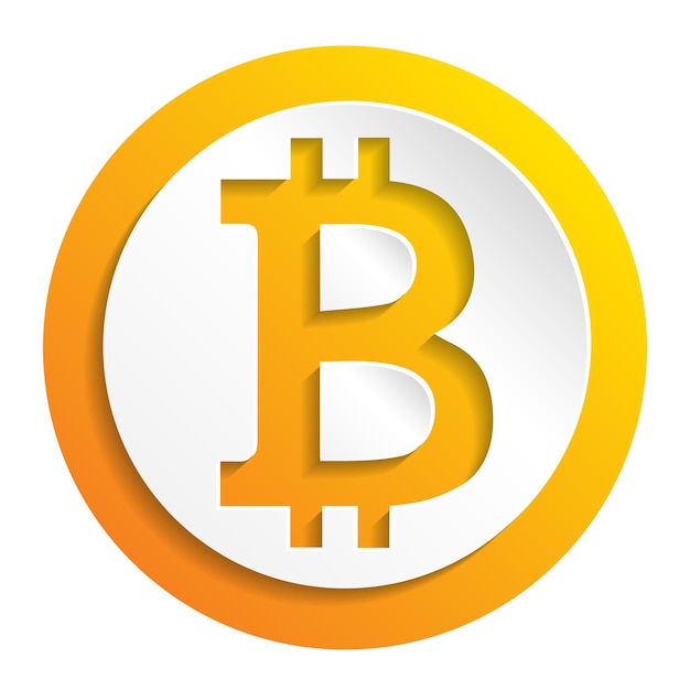 Criptomoeda Bitcoin papel estilo logotipo vetorial, ícone para web, adesivo para impressão. Criptomoeda bitcoin blockchain.