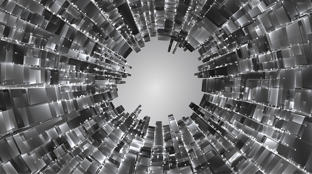 Cristal 3d abstrato de vetor. uma vista dos telhados da cidade, um grande conjunto caótico de pingentes de vidro.