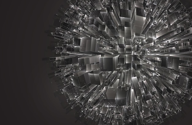 Cristal 3d abstrato vetorial uma vista dos telhados da cidade um grande conjunto caótico de pingentes de vidro