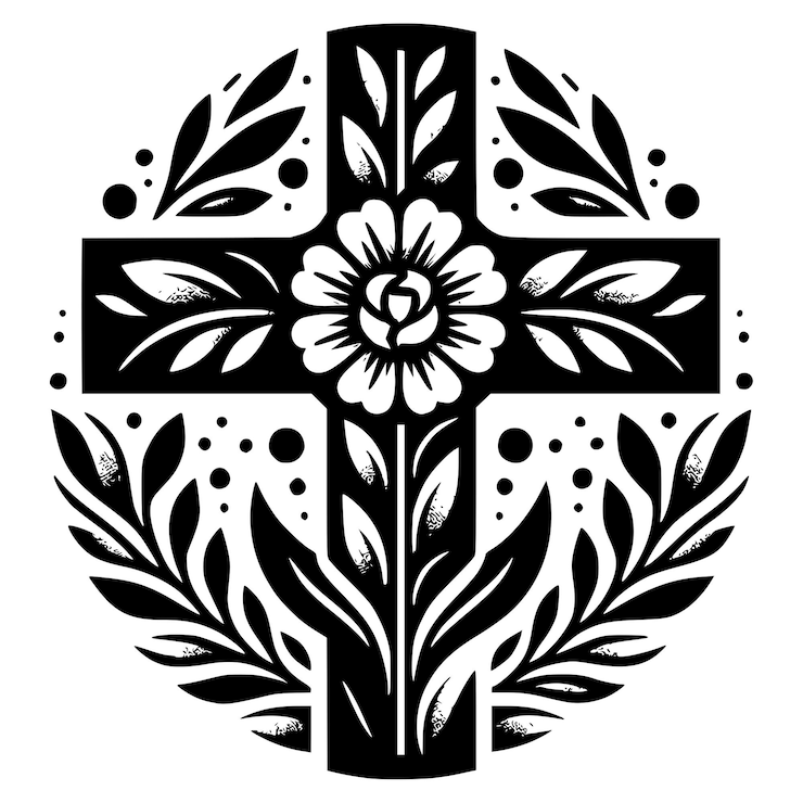 Vetor cristo na cruz desenho floral cristo coroa de espinhos cruz religiosa floral jesus arquivo vetorial svg