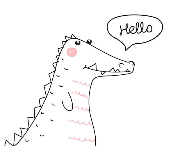 Crocodile doodle happy text slogan ilustração animal africana para tecido de pôster