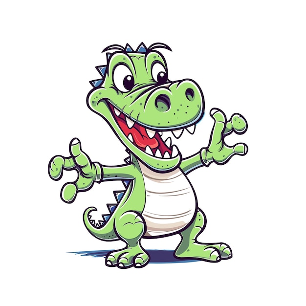 Crocodilo acenando mão cartoon camiseta e caneca design gráfico ilustração vetor de desenho animado