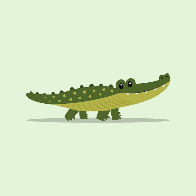 Crocodilo bonito desenhado à mão em ilustração plana